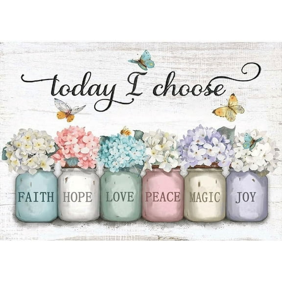 Today I Choose Diamond Painting Kits for Adults, Inspirational Diamond Art Kits for Beginners, Vase DIY Paint With 5D Round Full Drill Diamond Dots Gem Painting for Home  Decor 16X12in