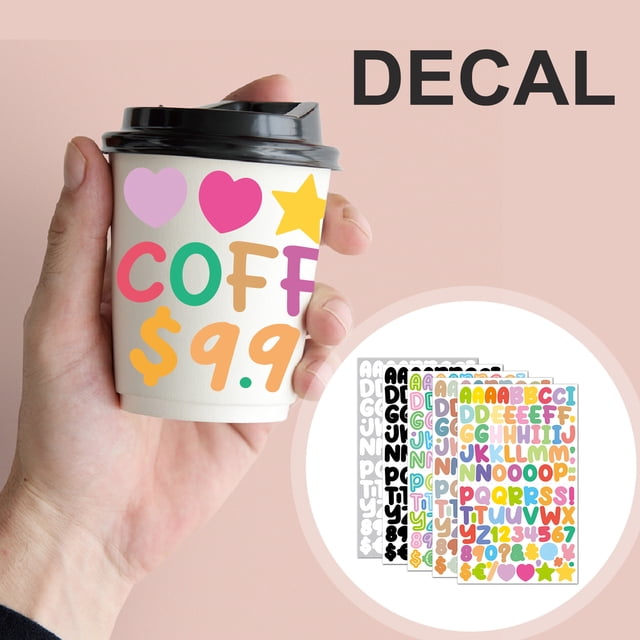 Musbetu 15 Sheets Cartoon Alphabet Stickers Set Letters Numbers Design Waterproof Sun-Proof Decorative Stickers for Crafts Indoor Outdoor Use