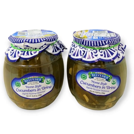 Belveder Home Style Cucumbers in Brine 26.45 oz 750g, Vegan, Non-GMO, Gluten-Free Pack of 2