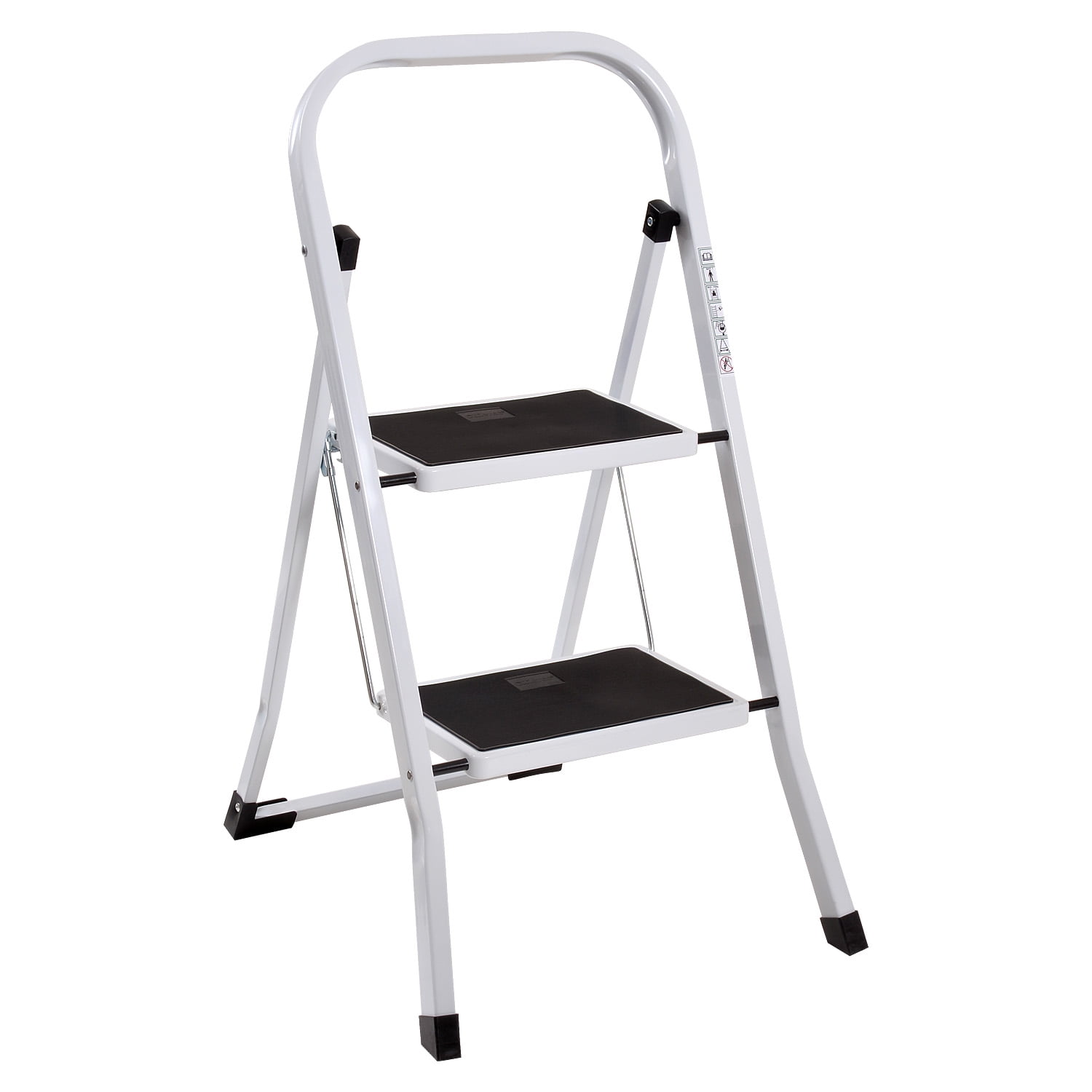 2 Step Ladder Iron Steel Heavy Duty 330lbs Capacity Folding Foldable Portable Wide Non Slip 2 Tread Stepladders Safety Light Weight