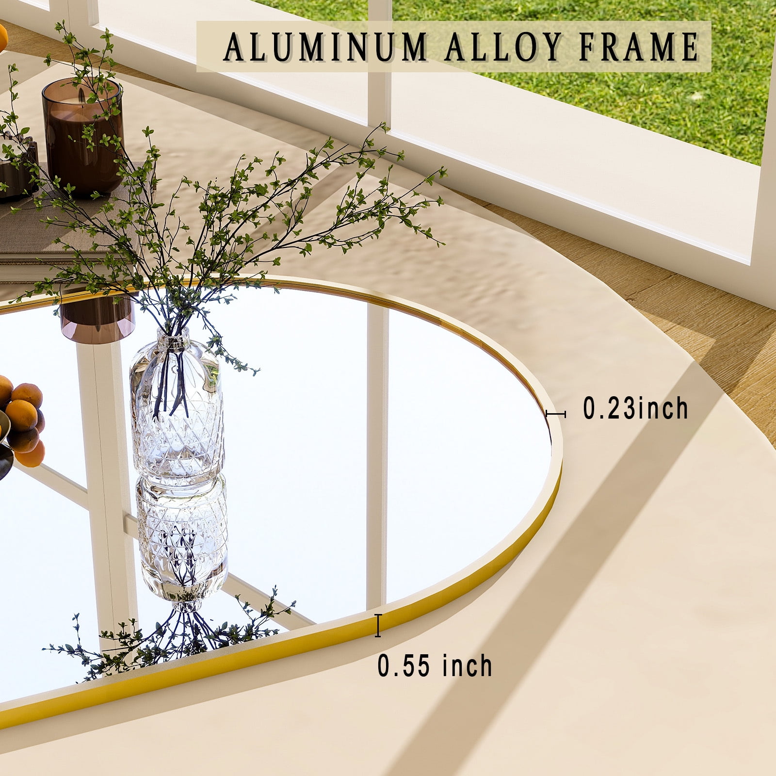 Anyrose 21x64 Full Length Mirror Arched Aluminum Alloy Framed Floor Mirror,Gold