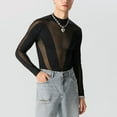 thumbnail image 5 of INCERUN Mens Long Sleeve Fashion O-Neck Jumpsuit Mesh Patchwork See Through Casual Fit Rompers Bodysuits, 5 of 9