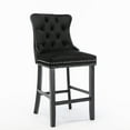 thumbnail image 3 of Velvet Upholstered Dining Bar Chairs Counter Height Barstools Wood Legs with Button Tufted Nailed Trim Back Ring for Home Bar Dining Room(Black,Set of 6), 3 of 8