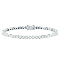 Rosec Jewels Lab Grown Diamond Tennis Bracelet - Bezel Set Diamond Bracelet - EF-VS Quality - Ready to Gift for Mothers Day, 10K White Gold, 7.5 inches