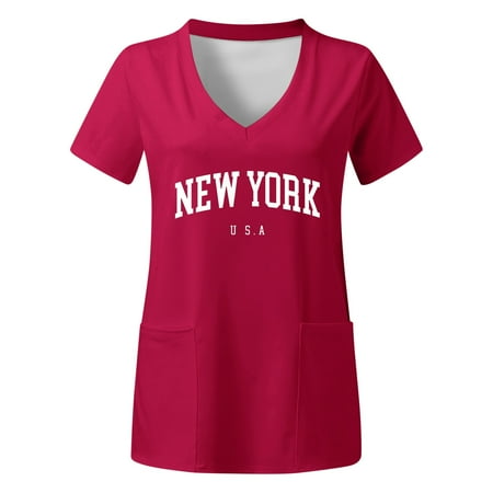 

Scrubs For Women Tops Blue Plus Size V Neck Short Sleeved Prints Shirts With Pocket Women s Working Uniform Nursing
