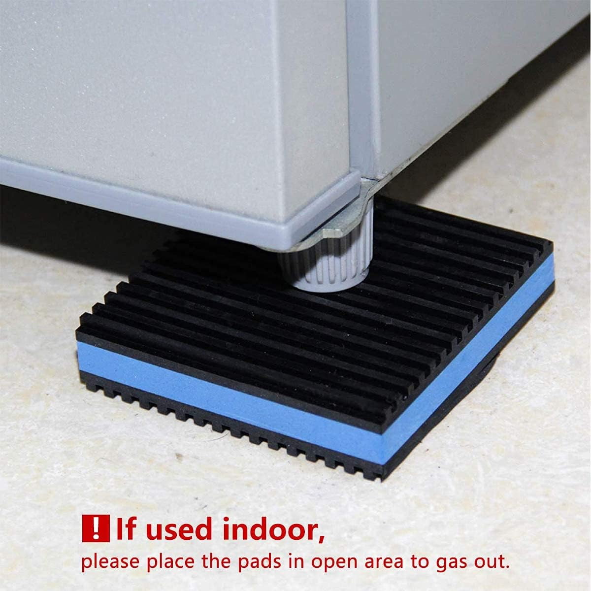 Artrylin Anti-Vibration Pads, 4-Pack 4x4x7/8 inch Ribbed Blue Pads for Washer, Dryer, Treadmill, AC, Compressor - Noise Damping EVA & Rubber Mat