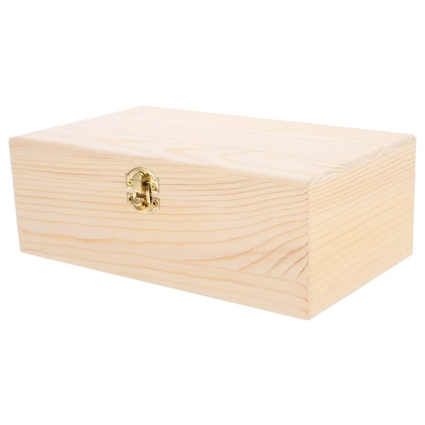 ColoMX Caja de almacenamiento de madera en blanco, caja de colección de joyas, caja de mesa para hucha, caja para ahorrar dinero