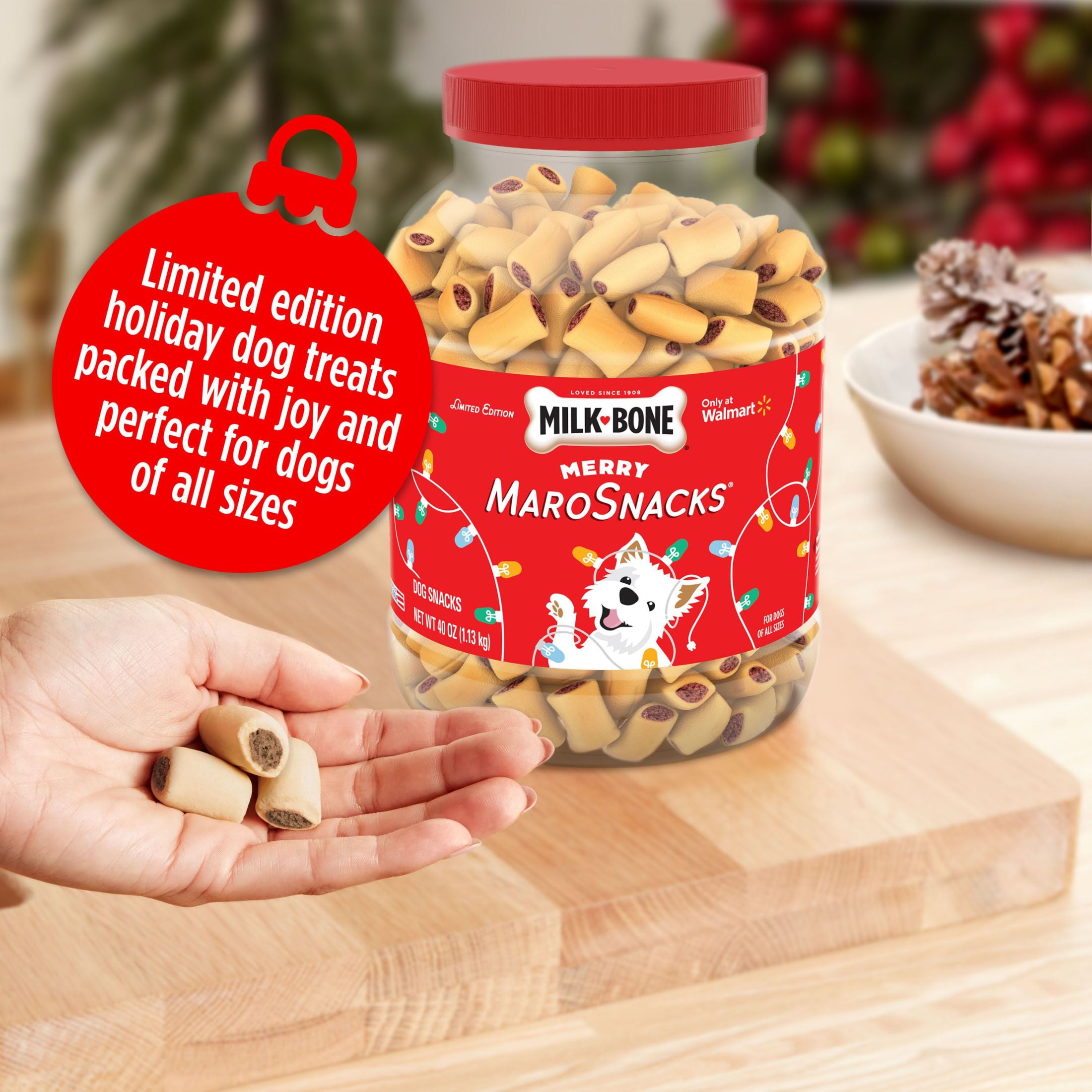 Milk Bone Merry MaroSnacks Holiday Dog Treats With Bone Marrow, 40 oz