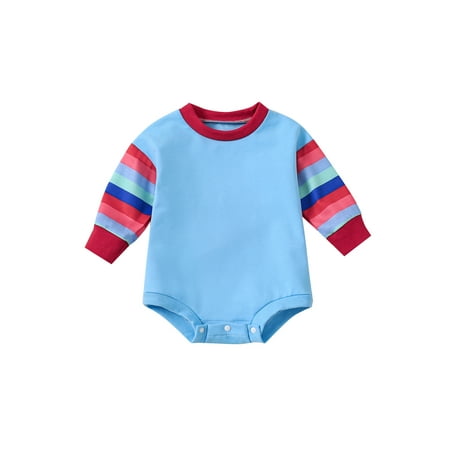 

AYLMMRTS Halloween Baby Romper Long Sleeve Crew Neck Striped Bodysuit