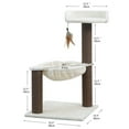 thumbnail image 3 of "Catry 28"" Beige 3-Level Small Cat Tree with Hammock, Scratching Post, and Plush Perch for Indoor Climbing", 3 of 9