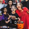 thumbnail image 3 of PMU Halloween Jack-O-Lantern Trick or Treat Pail Bucket - Candy Gift Basket for Kids - Pumpkin Plastic Buckets - Halloween Décor -9 Inch Assorted Colors (Orange,Purple,Black) Pkg/3, 3 of 5
