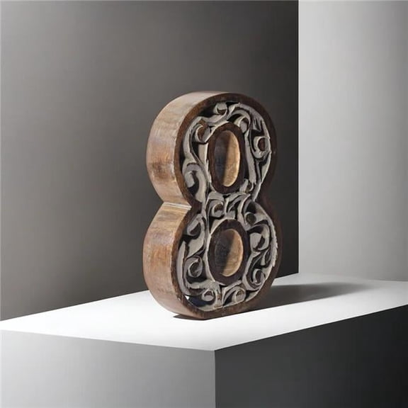 BBH Homes UBBBMH6284SC8HS Handmade Eco-Friendly Wall Mount & Table Top Decor Gray Antique 8 Wooden Number
