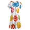 thumbnail image 4 of Sweets And Rainbow Lollipops Pattern Women's Dress Short Sleeve Summer Sundress Summer Women Clothes, 4 of 7