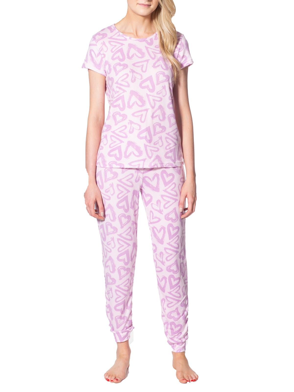 Catherine Malandrino Women's Pajama Set 4 Piece Button Down Shirt and Sleep Pants