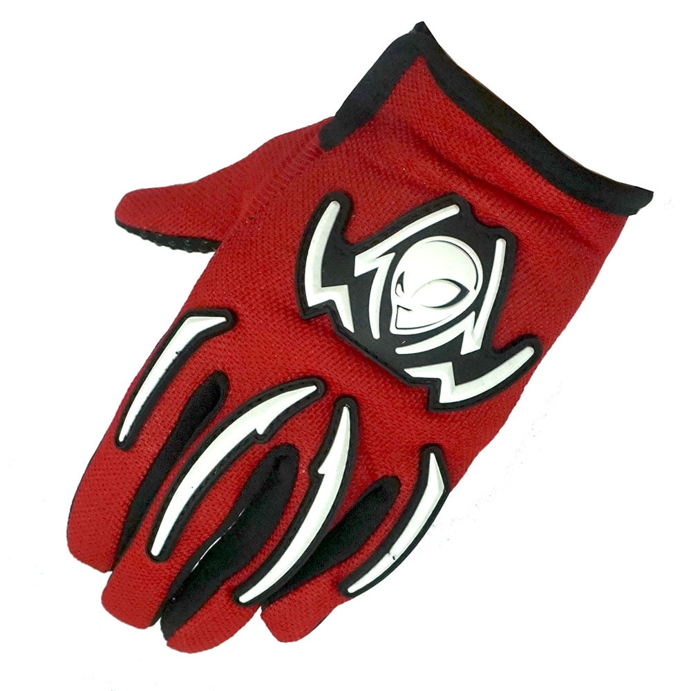1Storm Youth Kids Motorcycle Full Face Helmet B15 Street Bike BMX MX Spider Red + MG Youth Glove Bundle