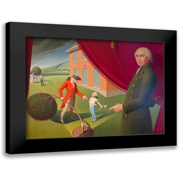 Wood, Grant 14x12 Black Modern Framed Museum Art Print Titled - Parson Weemsâ€™ Fable