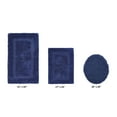 thumbnail image 2 of Better Trends Luxury Bath Rugs 3 Piece Set 100% Cotton Water Absorbent, Reversible Machine Washable Lid Cover, U Shap Toilet Base Contour for Bathroom Floor Decor, Toilet Cover Navy Lux Collection, 2 of 4