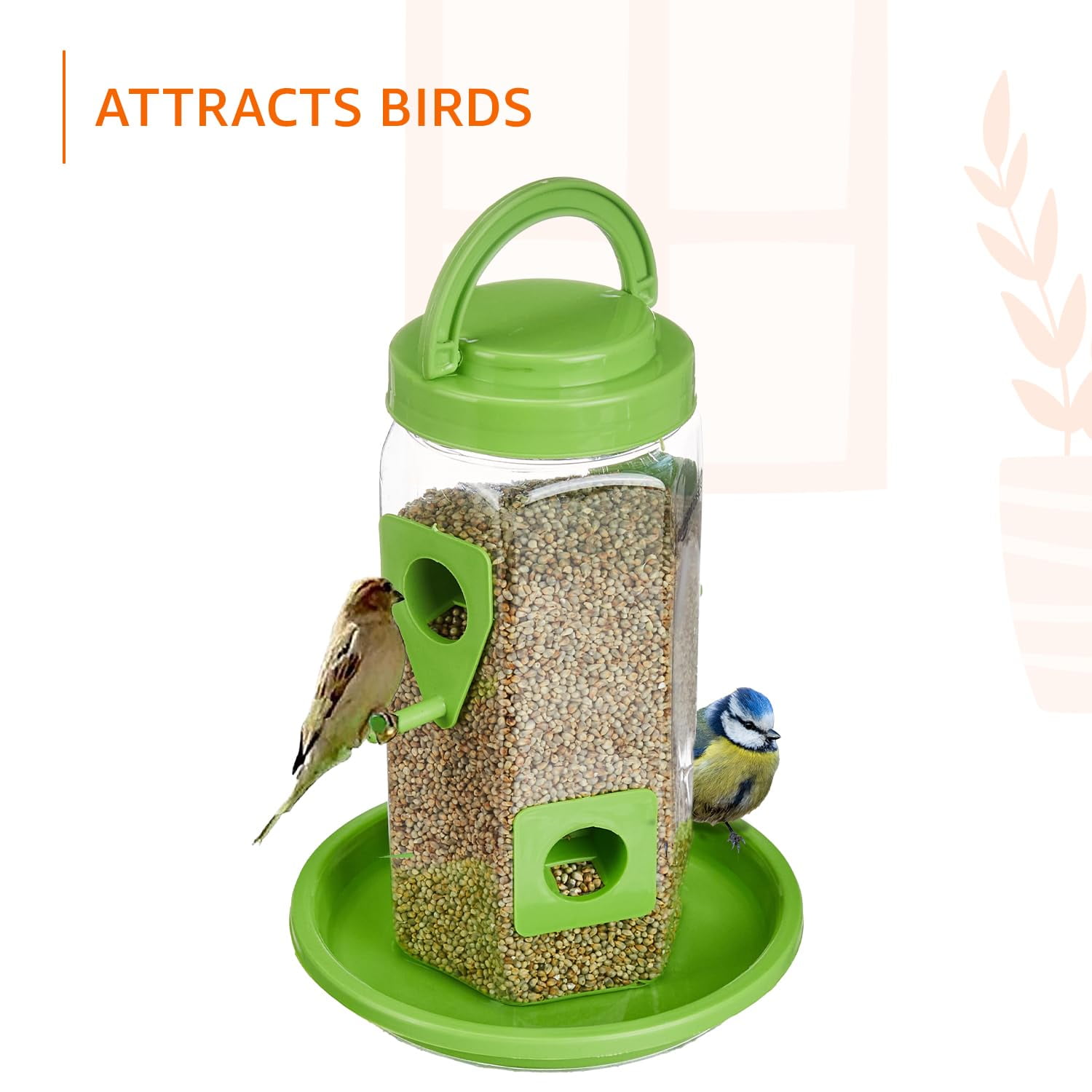 Happy Wings Hanging Bird Feeder Set of 2 - Plastic Bird Feeder - 500gm Capacity