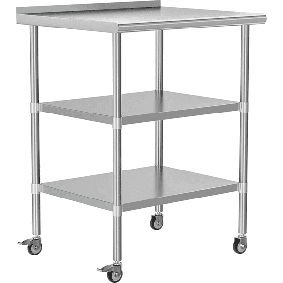 Dining Tables Stainless Steel Table 24 x 30 Inches Metal Work Table with 2 Adjustable Undershelves & Backsplash wheels for Commercial Kitchen, Outdoor, Restaurant, Hotel & Garage,Coffee Tables