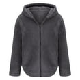 thumbnail image 4 of Lovskoo Womens Full Zip Up Hoodie Fuzzy Fleece Jacket Plus Size Comfortable Casual Pocket Solid Color Long Sleeve Hooded Casual Outwear Blouse Dark Gray, 4 of 7