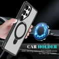thumbnail image 5 of Magnetic Stand for Samsung Galaxy S25 Ultra Case, Fit for Magsafe, Military Grade Slim Protective Case with Rotatable Foldable Kickstand & Ring Holder, for Samsung Galaxy S25 Ultra - Black+Clear White, 5 of 7
