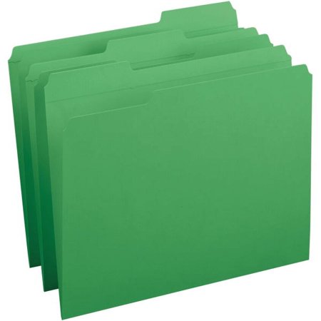 UPC: 0035255031745 | Business Source® Folders  1/3-Cut Reinforced Tab  Green  100/Box (BSN03174)
