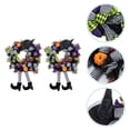 thumbnail image 4 of ZOELNIC 2pcs Halloween Wreath Witch Garland with Hat Legs Pumpkin House  Door Hanging Garland Front Door for Halloween Decorations, 4 of 10
