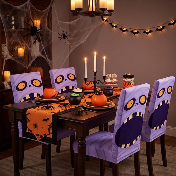Fmbmuo Halloween Chair Cover All-Inclusive Elastic Fabric Ghost Decoration For Dining Chair And Party Decor