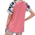thumbnail image 4 of Pompotops T-Shirt Blouse à Manches Courtes Décontracté pour Femme à Imprimé, à Coutures, à Rayures, Col Rond, 4 of 8