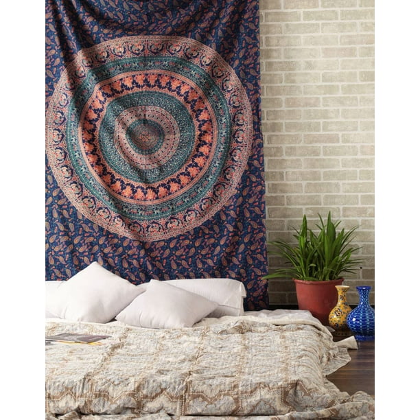 Navy and white tapestry sale