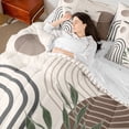 thumbnail image 4 of Homewish Geometric Stripes Circle 7-Piece Twin Bedding Sets for Female Men Teens,Vintage Aesthetic Bedding Comforter Set,Botanical Plants Leaves Breathable Sheet Sets,Breathable Home Decor, 4 of 8