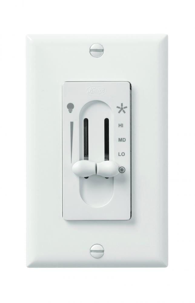 Hunter 27182 White Sliding Wall Control, Ceiling Fan And Light On Same Switch