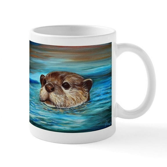 CafePress - River Otter Mugs - 11 oz Ceramic Mug - Novelty Coffee Tea Cup
