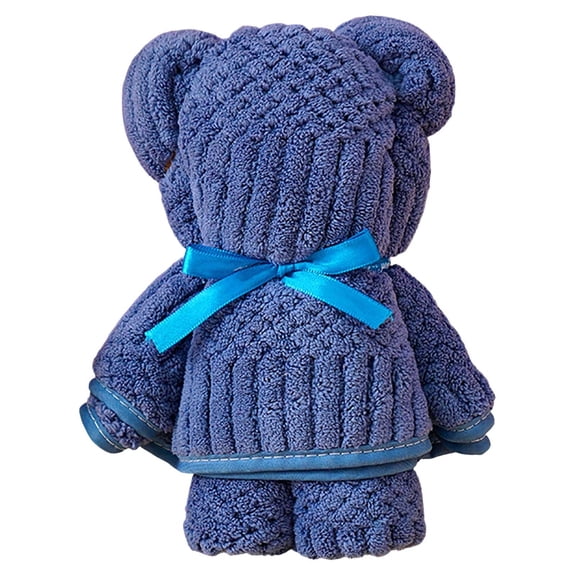 Bear Bath Towel Valentine's Day Gift Soft Absorbent Hand Towels for Wedding Graduation Baby Baptism Birthday Souvenir Supplies (Navy)