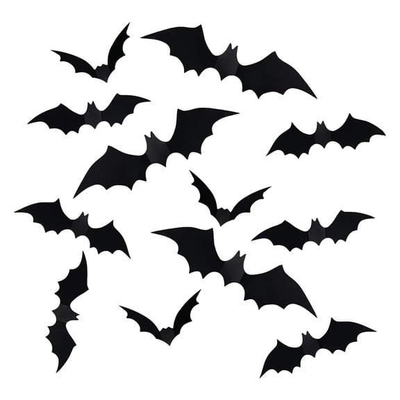 Bats Wall Decor, 55 Pcs 3D Bat Halloween Decoration Stickers for Home Decor 4 Size Waterproof Black Spooky Bats for Room Decals,Halloween Decor