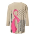 thumbnail image 4 of Women Breast Cancer Survivor Warrior T-Shirt 3/4 Sleeve Crew Neck Shirts Pink Ribbon Print Tackle Lightweight Blouses, 4 of 4