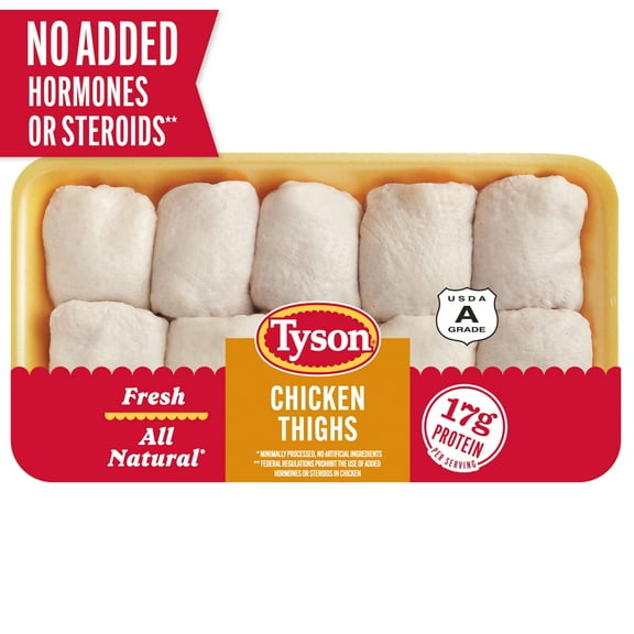 Tyson All Natural, Fresh Chicken Thighs, Family Pack, 4.75 - 6.0 lb Tray