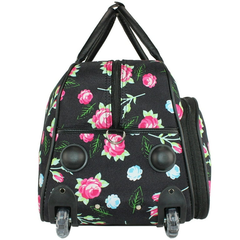 World Traveler Floral 21-Inch Carry-On Rolling Duffel Bag - Roses
