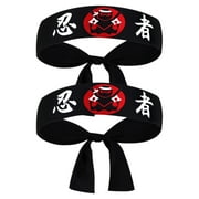 2 Pcs Ninja Print Headband Decor Bandanas for Men Decorative Karate Headbands Chef Costume Japanese The Gift Man