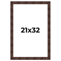 21x32 Frame Brown Burl Real Wood Picture Frame Width 1.625 Inches | Interior Frame Depth 0.5 Inches