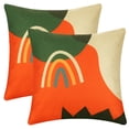 thumbnail image 2 of REGALWOVEN Linen Decorative Throw Pillow Cover for Indoor and Outdoor Set of 2, Orange-4 18" x 18", 2 of 6