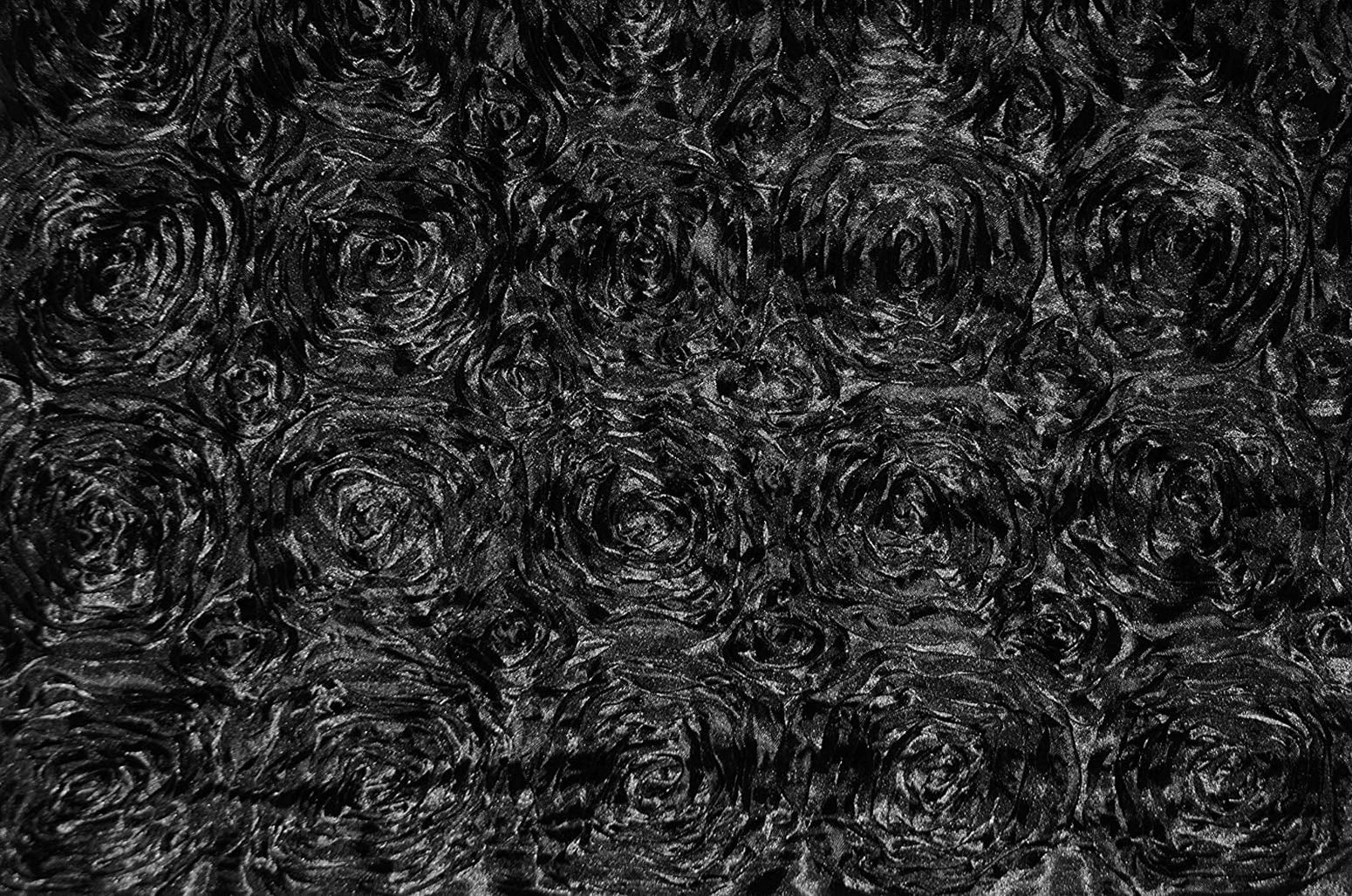 AK Trading 54-Inch Wide Premium Satin Rosette 3D Rose Design Ribbon Fabric (Black, 5 Yards)