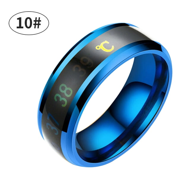 Maoww Temperature Ring Steel Emotion Mood Rings Couple Intelligent Sensitive Hand Jewelry, Size 10, Blue