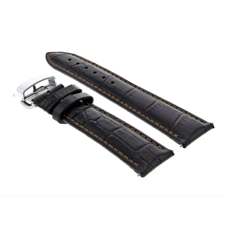 18MM LEATHER STRAP BAND DEPLOYMENT CLASP FOR SEIKO SNK807 BLACK