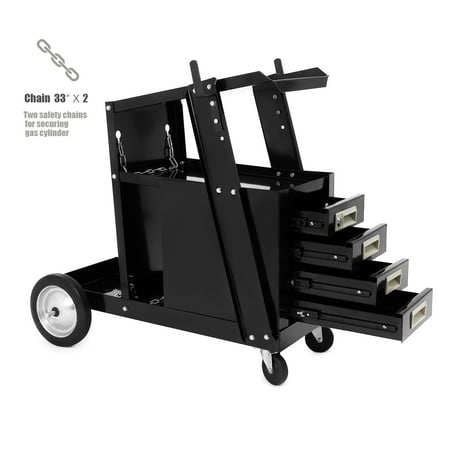 Stark Welding Welder Cart Trolley Heavy Duty Workshop Organizer for MIG TIG ARC Plasma Cutter 4-Drawer