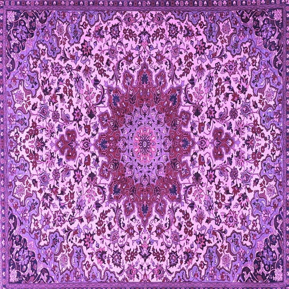 Ahgly Company Indoor Square Medallion Purple Traditional Area Rugs, 3' Square