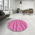 thumbnail image 4 of Ahgly Company Machine Washable Indoor Round Transitional Deep Pink Area Rugs, 5' Round, 4 of 7