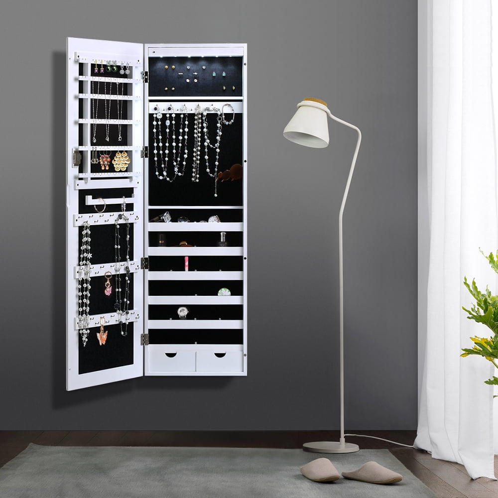 iKayaa Lockable Hanging Jewelry Cabinet Makeup Armoire Door/Wall 