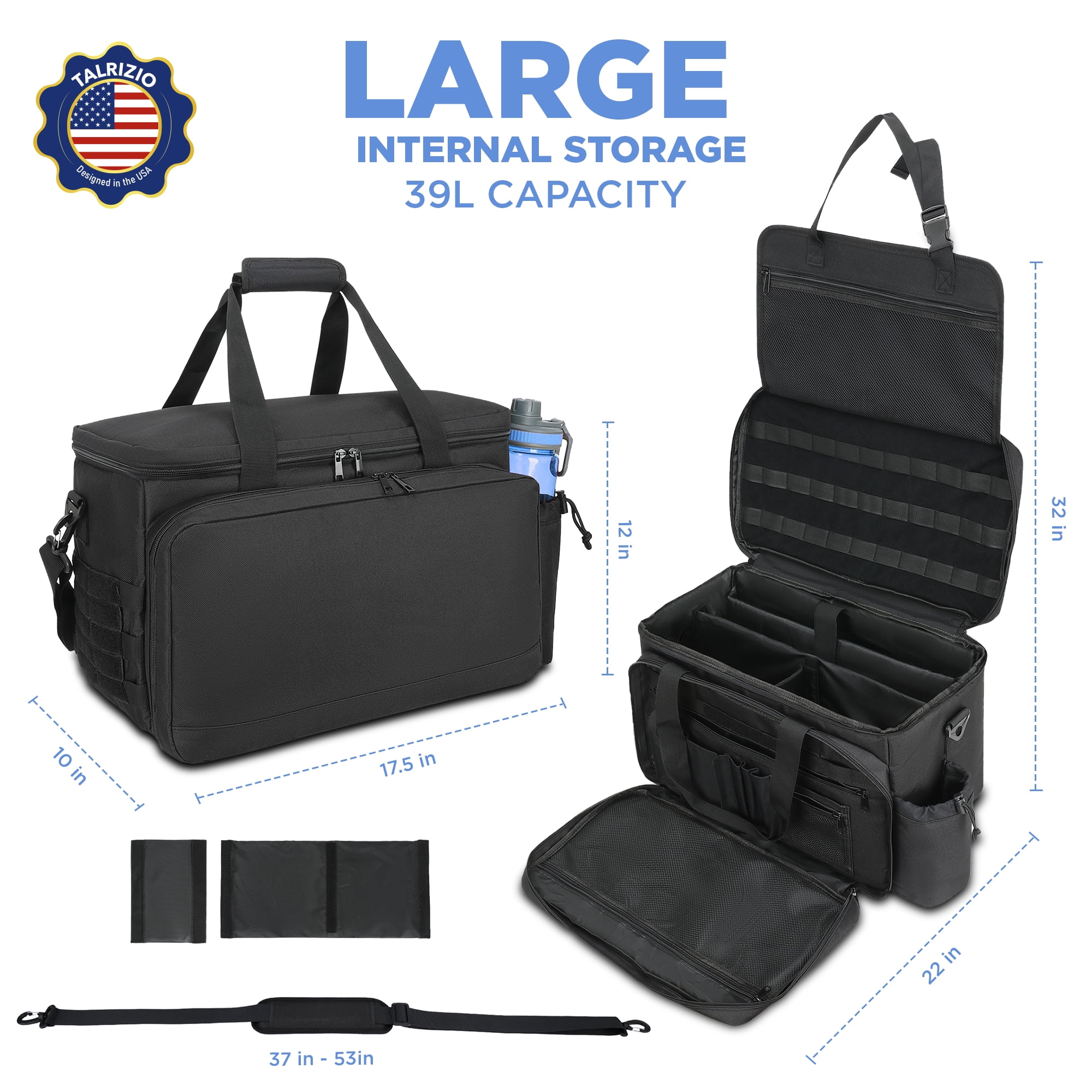 Talrizio Patrol Bag Car Front Seat Organizer for Law Enforcement, Military, and Police, Padded Sleeve for 17" Laptop, and Fits Vehicle Passenger Seat