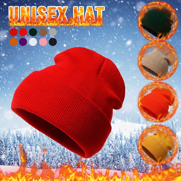 Unisex Winter Knit Woolen Hat Candy Color Warm Outdoor Keep Cold Weather Cap